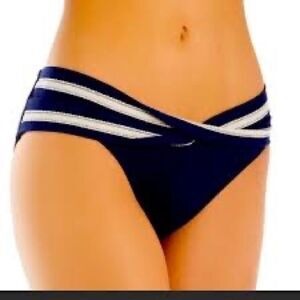 NWT Robin Piccone Abi Navy Twist Bikini Bottoms Sz S